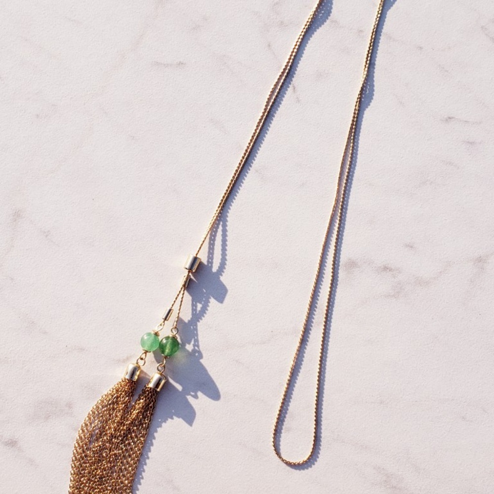 Mint Tassel Natural Stone Necklace